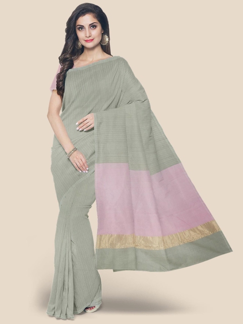 

Kalamandir Grey Striped Pure Cotton Mangalagiri Saree
