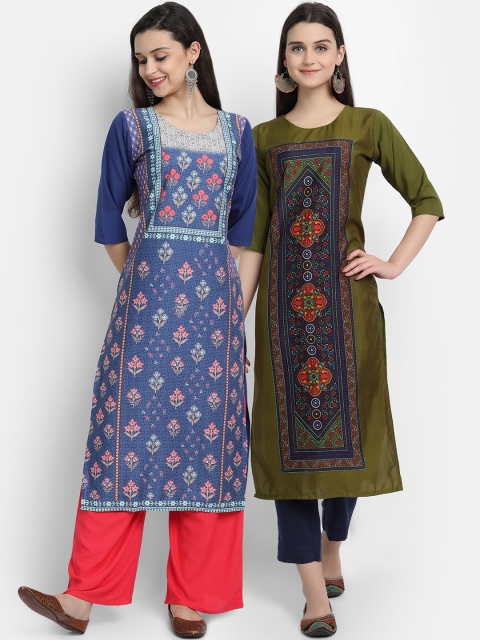 

Ethnic basket Women Pack Of 2 Multi Digital Printed Straight Kurta