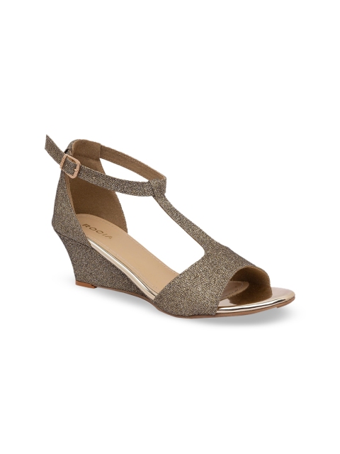 

Rocia Women Gold Suede Wedge Peep Toes