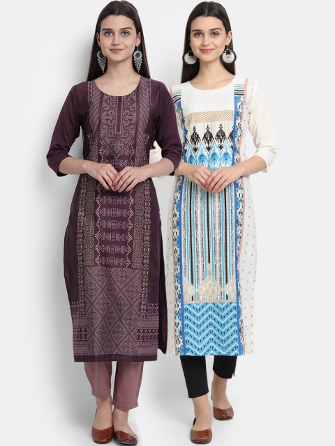 

Ethnic basket Women Pack Of 2 Multi Digital Printed Straight Kurta