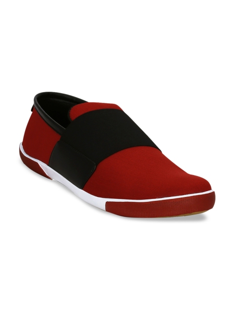 

Get Glamr Men Red Colourblocked Slip-On Sneakers