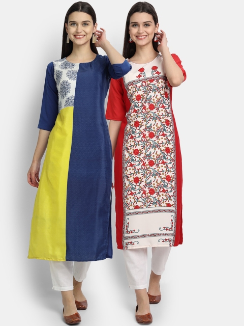

Ethnic basket Pack Of 2 Women Multi Colourblocked Crepe Kurta