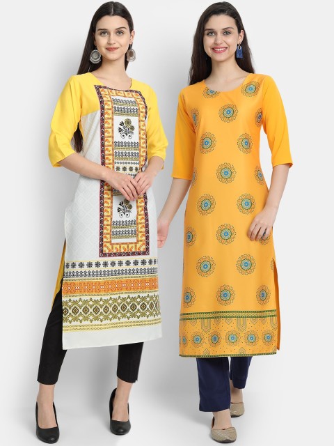 

Ethnic basket Women Set of 2 Multi Ethnic Motifs Printed Crepe Kurtas