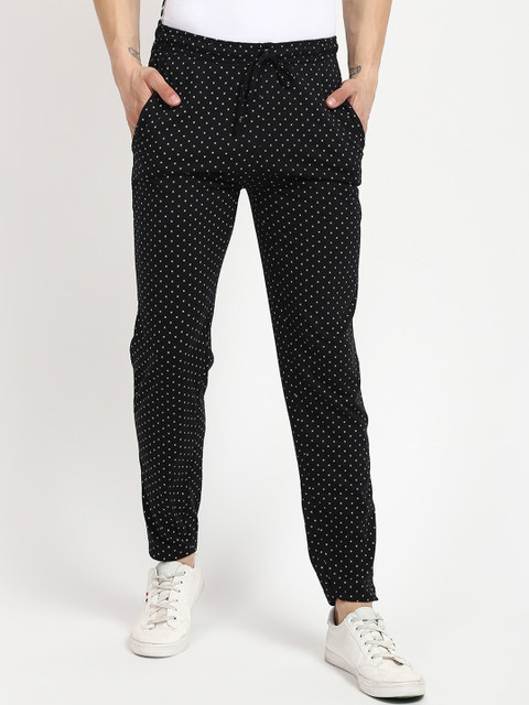 

V2 Value & Variety Men Black & White Printed Cotton Track Pants