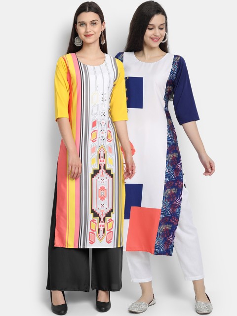 

Ethnic basket Pack Of 2 Women Printed Crepe Kurta, Multi