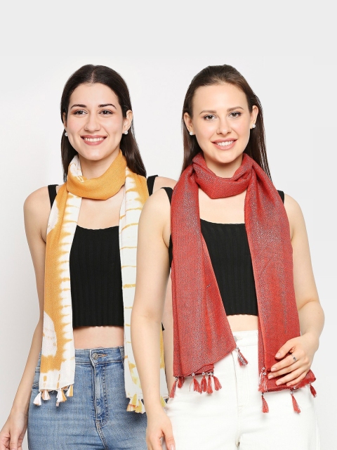 

Get Wrapped Women Set of 2 Red & Yellow Scarves
