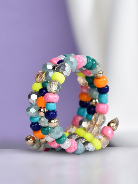 

Accessorize Blue & Pink Island Vibe Bright Seedbead-Studded Spiral Ring