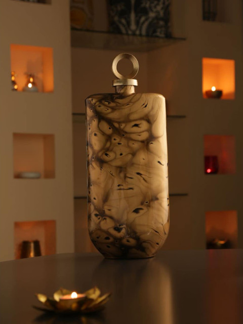 

Amoliconcepts Gold-Toned & Brown Glass Bottle Figurine Showpiece