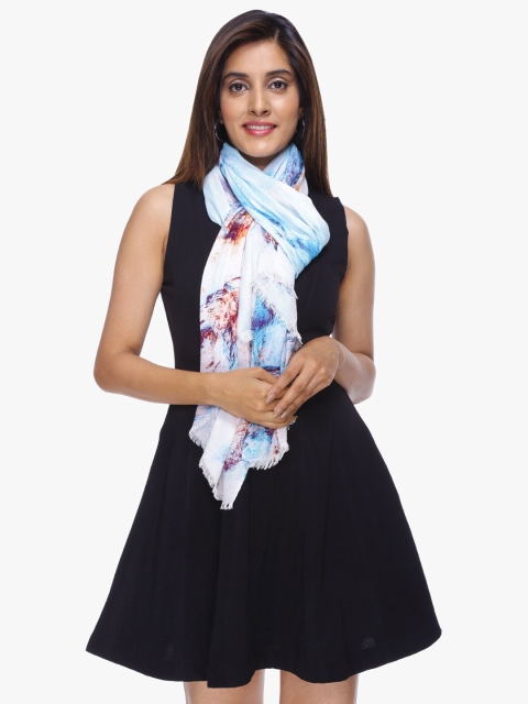 

Scarf & Glitters Women Blue & Orange Printed Scarves