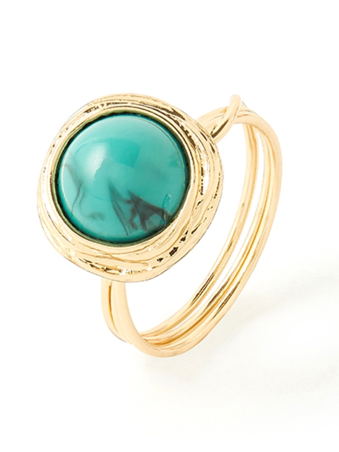 

Accessorize Women Gold-Plated Turquoise Blue Stone-Studded Finger Ring