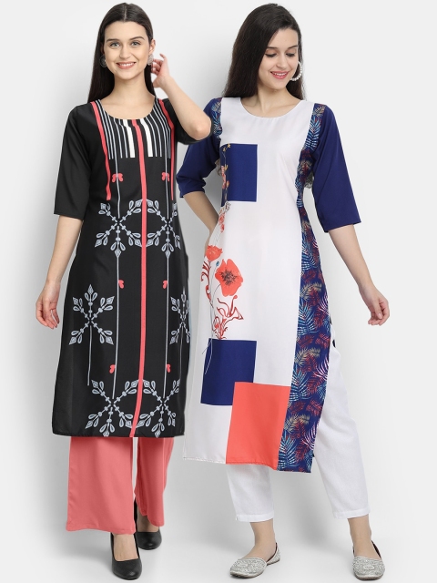 

Ethnic Basket Women Crepe Multi Color Digital Printed Straight Kurta Pack of 2