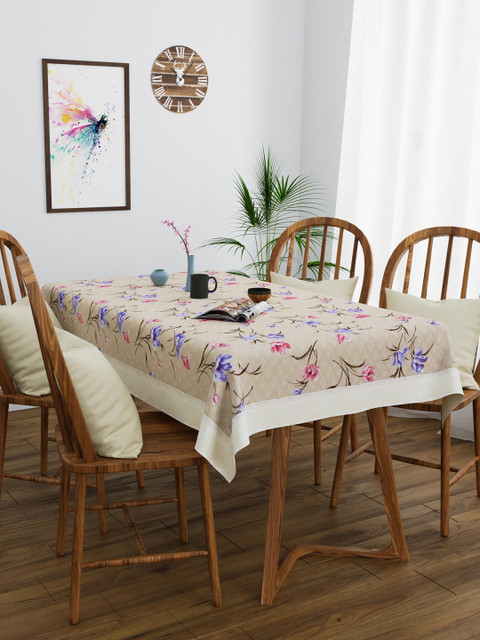 

Clasiko Beige & Pink Floral Printed 4-Seater Rectangular Table Cover