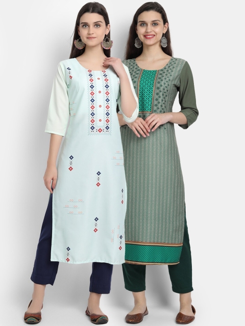 

Ethnic basket Women Multi Ethnic Motifs Embroidered Thread Work Crepe Kurta