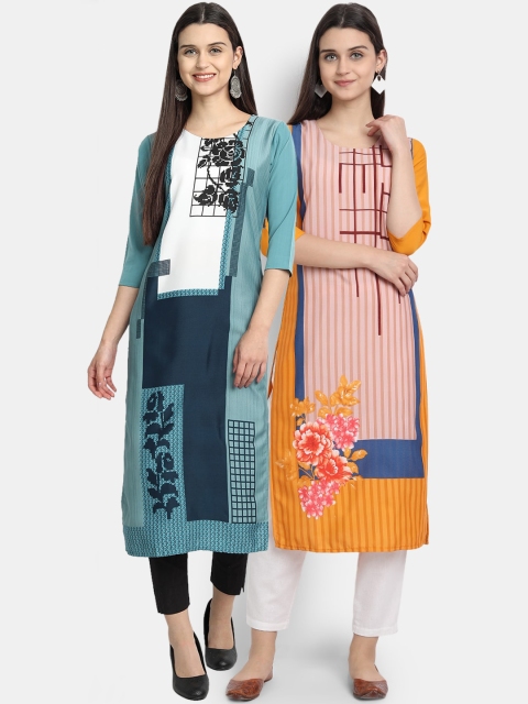 

Ethnic basket Women Pak of 2 Multi Digital Print Straight Kurta