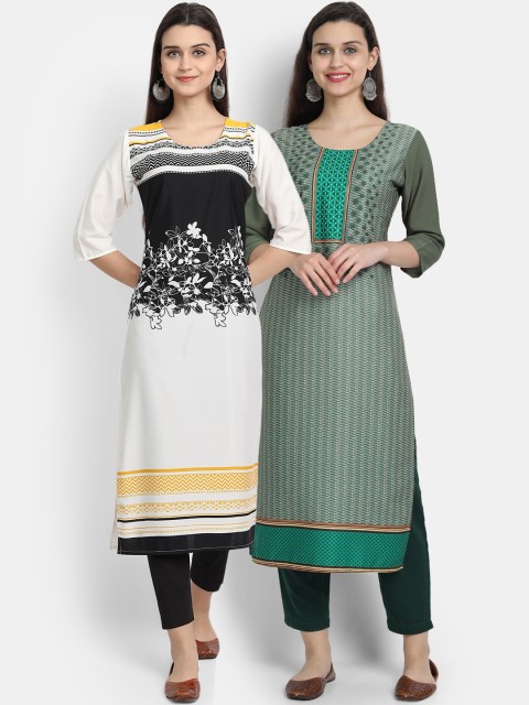 

Ethnic basket Women Multi Printed Crepe Kurta