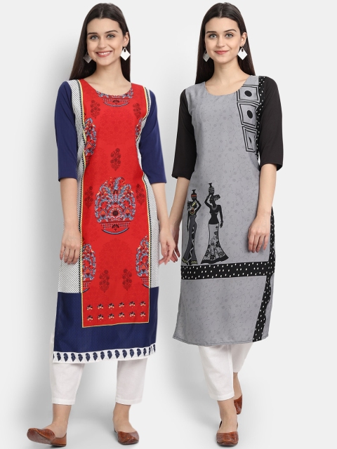 

Ethnic basket Pack Of 2 Women Multi Printed Crepe Kurta