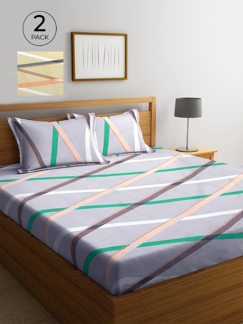 

KLOTTHE Multicoloured Geometric 210 TC 2 King Bedsheet with 4 Pillow Covers, Multi