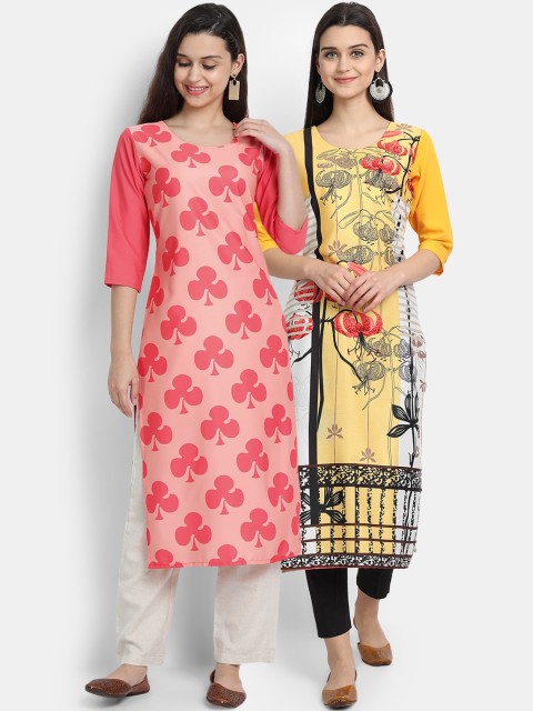 

Ethnic basket Women Multi Floral Printed Crepe Kurta