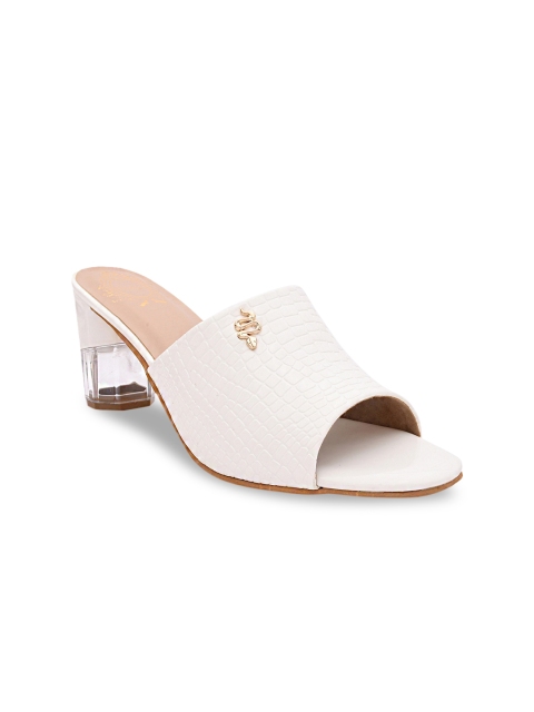 

Stelatoes White Textured Stiletto Mules