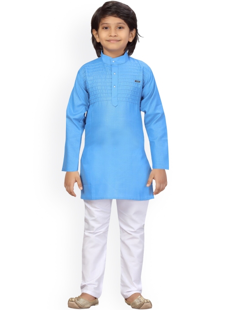 

LITTLE MAFIA BY Aarika Boys Blue Pure Cotton Kurta with Pyjamas