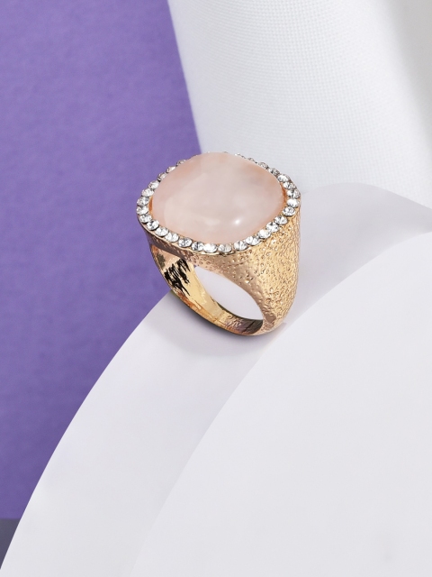 

Accessorize Gold Plated White & Pink Stone Studded Finger Ring