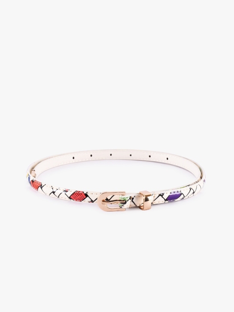 

BuckleUp Women White Printed Belt