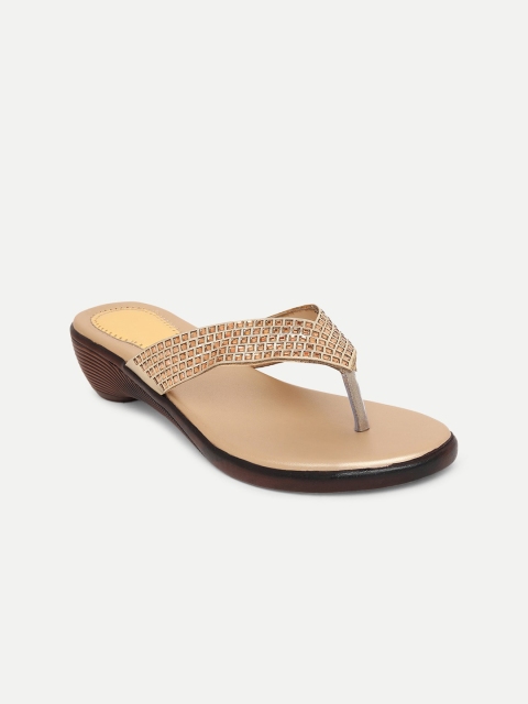 

FREECO Cream Embellished Leather Wedge Sandals