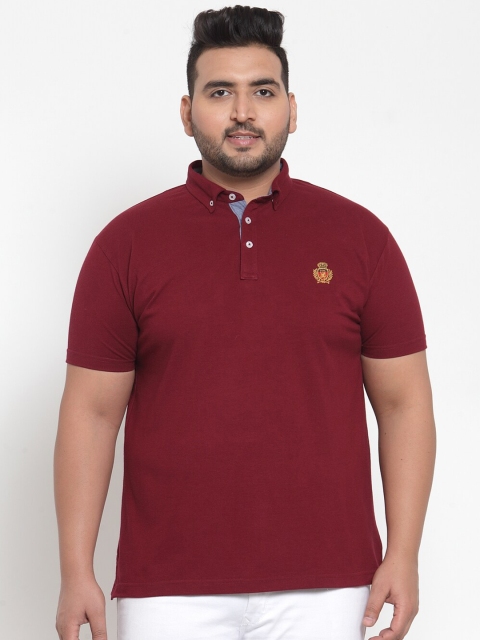 

plusS Men Maroon Polo Collar Plus Size T-shirt
