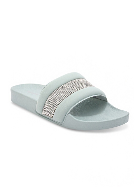 

Stelatoes Women Blue & Silver-Toned Embellished Sliders