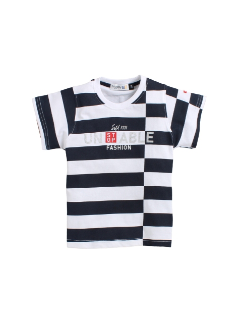 

Noddy Boys Black & White Striped V-Neck Applique T-shirt