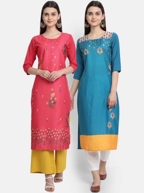 

Ethnic basket Women Set of 2 Multi Ethnic Motifs Printed Crepe Kurtas