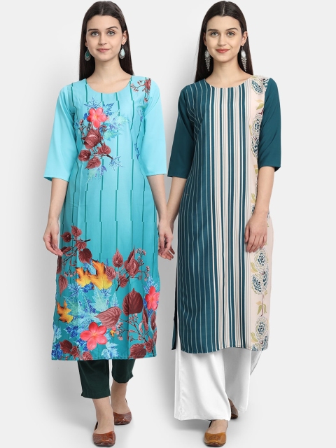 

Ethnic basket Women Set of 2 Multi Floral Printed Crepe Kurta