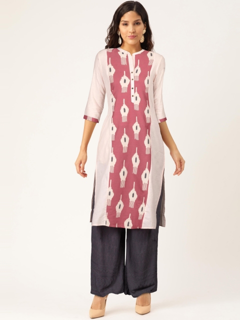 

FLAVIDO Women Pink Ethnic Motifs Printed Kurta
