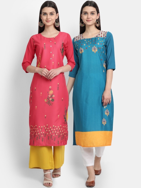 

Ethnic basket Women Pack of 2 Straight Kurtas, Multi