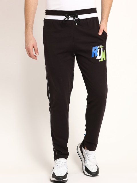 

V2 Value & Variety Men Black & White Solid Straight-Fit Cotton Track Pants