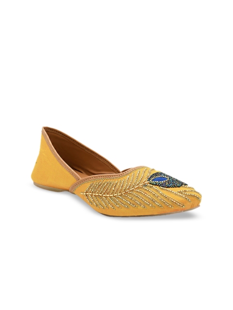 

Stelatoes Women Yellow Embellished Mojaris Flats