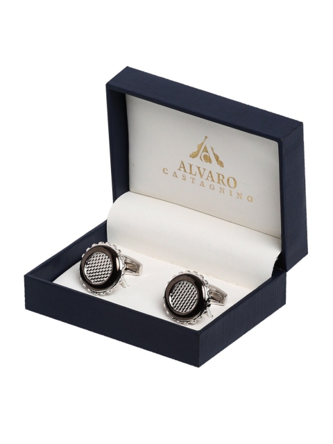 

Alvaro Castagnino Silver-Toned & Gunmetal-Toned Cufflink