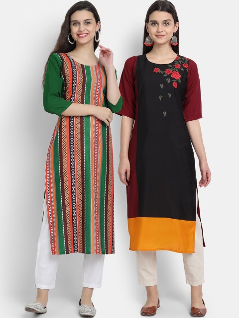 

Ethnic basket Women Pack Of 2 Multi Digital Printed Straight Kurta