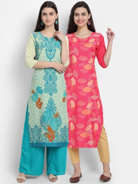

Ethnic basket Women Multi Ethnic Motifs Printed Thread Work Crepe Kurta