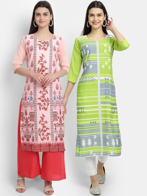 

Ethnic Basket Women Pack of 2 Multi Digital Printed Straight Kurta
