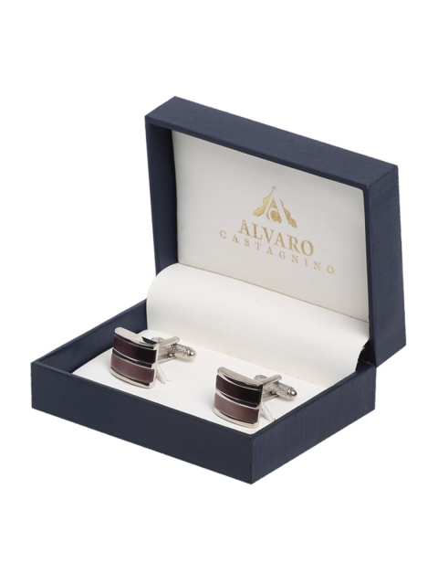

Alvaro Castagnino Silver-Toned & Blue Cufflink