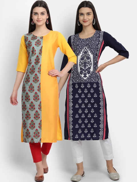 

Ethnic basket Women Pack of 2 Straight Kurtas, Multi