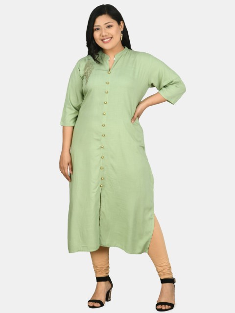 

PrettyPlus by Desinoor.com Women Green Embellished Kurta