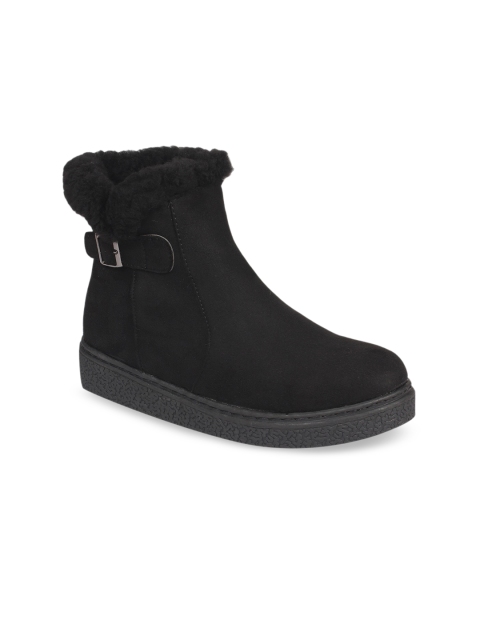 

Flat n Heels Women Black Suede Flat Boots