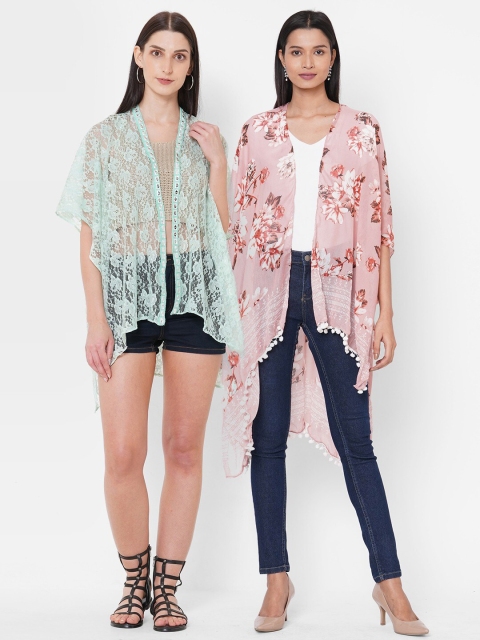 

Get Wrapped Pack of 2 Women Sea Green & Pink Shrug