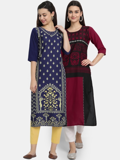 

Ethnic basket Pack Of 2 Women Multi Ethnic Motifs Printed Crepe Kurta