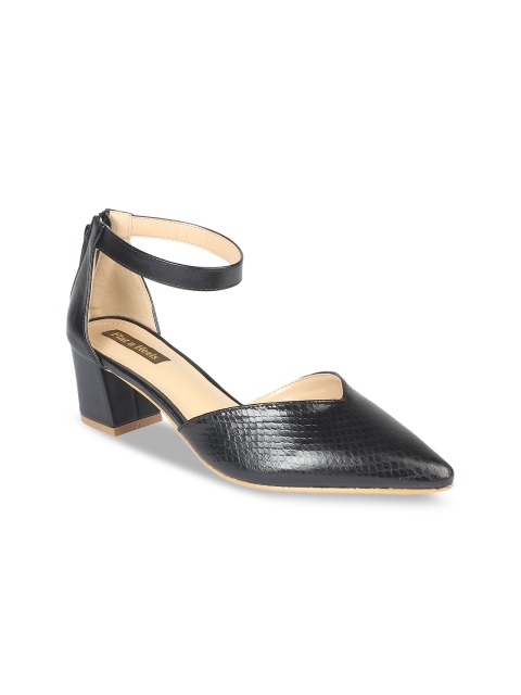 

Flat n Heels Black Textured Party Block Pumps
