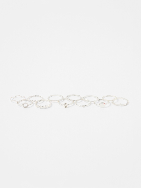

Accessorize Set Of 12 Silver-Plated Crystal-Studded Finger Ring