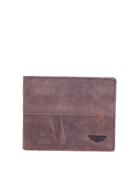 

Red Tape Men Tan Textured Leather Two Fold Wallet with RFID