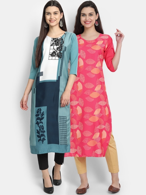 

Ethnic basket Pack Of 2 Women Multi Printed Crepe Kurta
